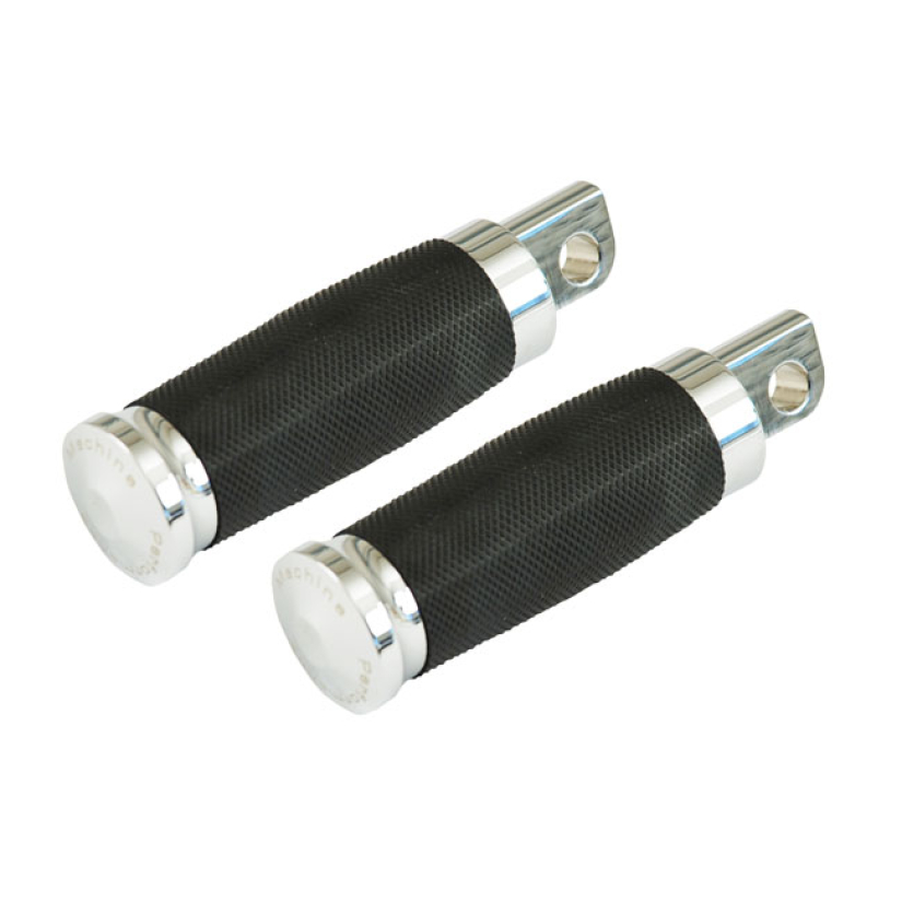 PM, CONTOUR RUBBER WRAPPED FOOT PEGS. CHROME CNC MACHINED BILLET ALUMI 952112