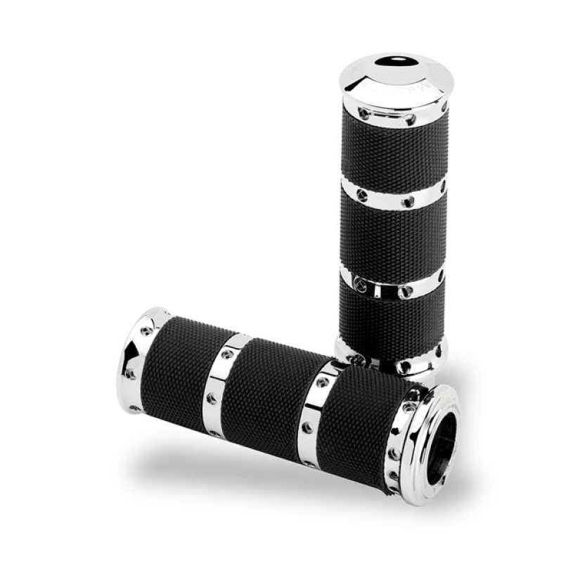 PM, CONTOUR XL GRIPS STANDARD THROTTLE; CHROME 74-22 H-D WITH SINGLE O 952352