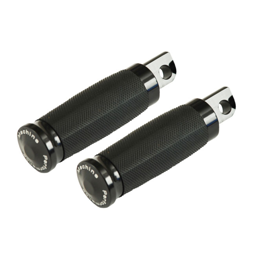 PM, CONTOUR RUBBER WRAPPED FOOT PEGS. BLACK BLACK ANODIZED FINISH. CNC 952496