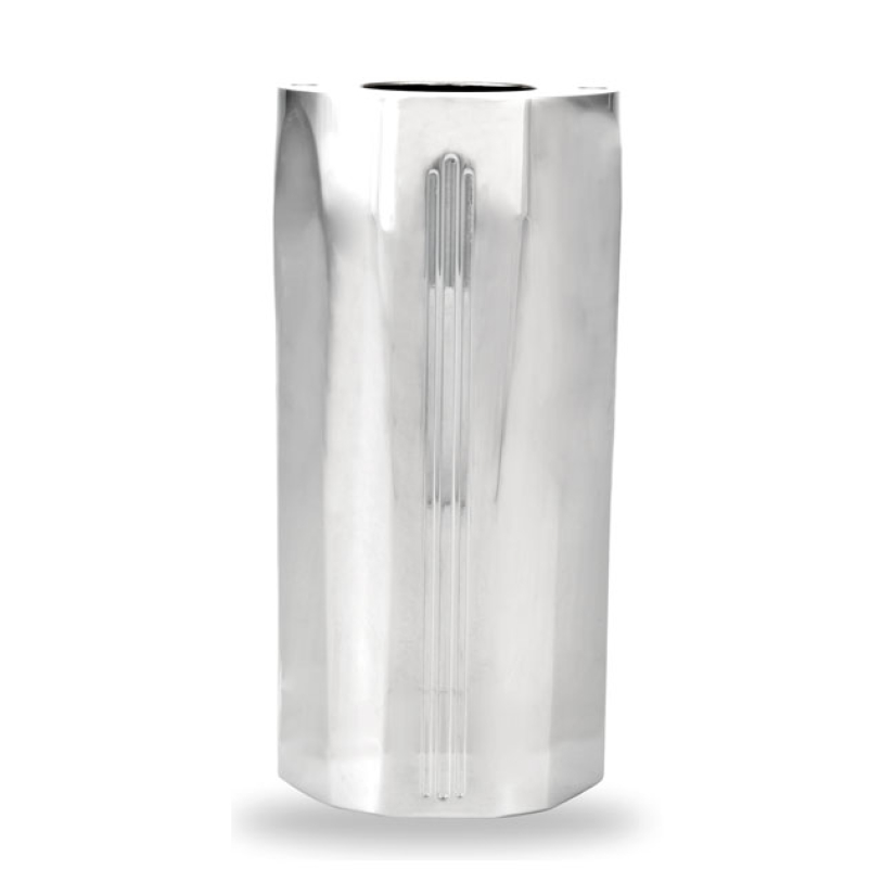 PM, TECH FORK SLIDER COVERS CHROME. CNC MACHINED BILLET ALUMINUM. FITS 953555