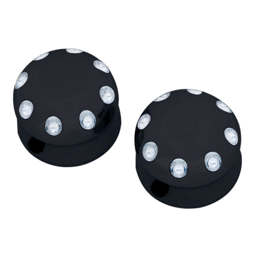 COVINGTONS ALU AXLE COVERS DIMPLED; BLACK; FRONT AXLE 00-07 FLT/TOURIN 953704
