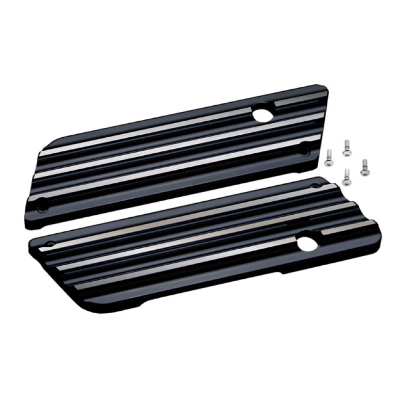 COVINGTONS, SADDLEBAG LATCH COVER SET. FINNED. BLACK BLACK ANODIZED WI 953721