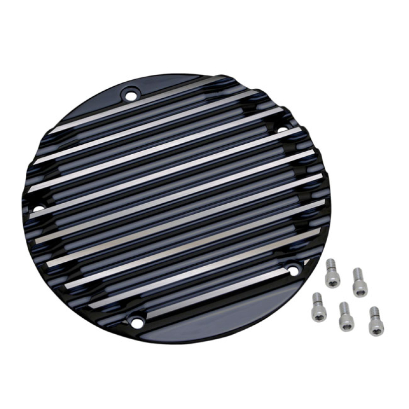 COVINGTONS, DERBY COVER FINNED. BLACK CNC MACHINED BILLET ALUMINUM FIN 953748