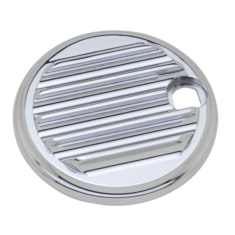 COVINGTONS, ALUMINUM FUEL TANK DOOR. CHROME. PLAIN FINNED. CHROME PLAT 953759
