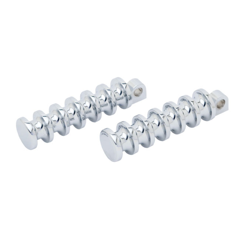 COVINGTONS, FINNED FOOT PEGS. CHROME CHROME. CNC MACHINED ALUMINUM.NOT 953804