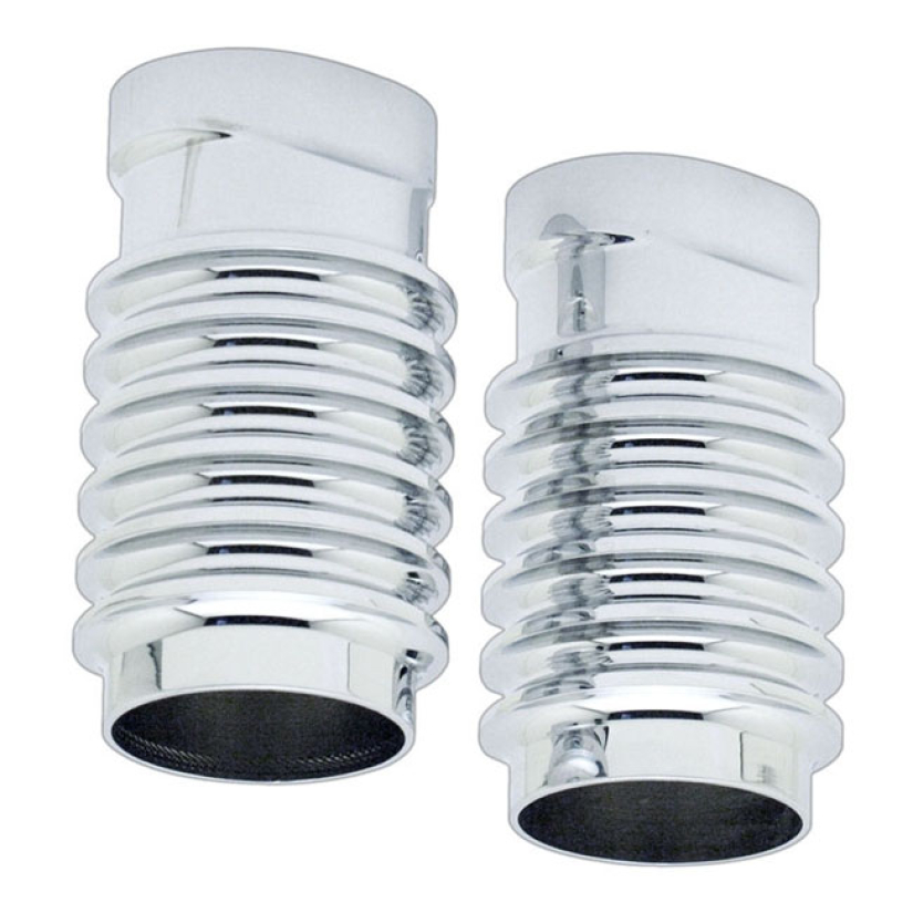 COVINTONS, FORK SLIDERS COVERS. FINNED. CHROME CNC MACHINED BILLET ALU 953939