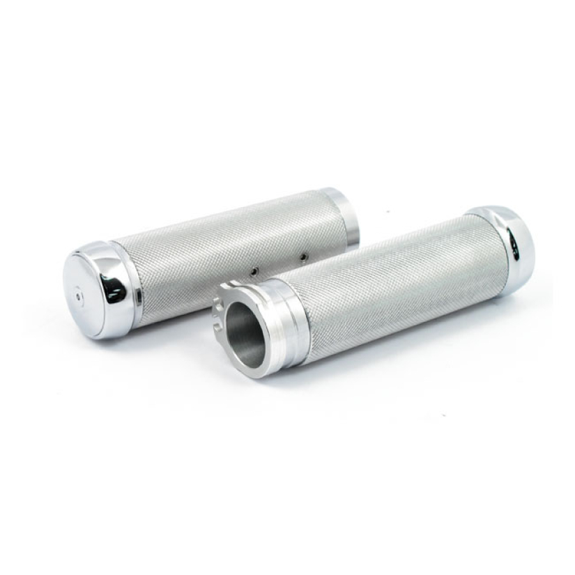 RIVERSIDE, KNURLED BILLET ALUMINUM GRIPS. BLACK BLACK ANODIZED BILLET 954014