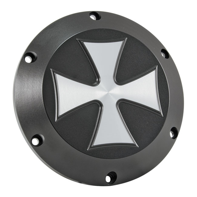 HELLS KITCHEN CHOPPERS, DERBY COVER MALTESE CROSS. BLACK CNC MACHINED 954265