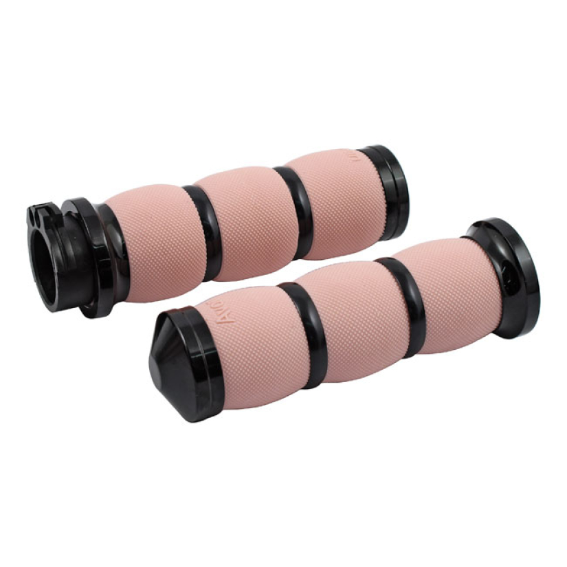 AVON AIR CUSHIONED GRIPS, BLACK ANODIZED/PINK WITH A SOFT SERRATED TEX 955962