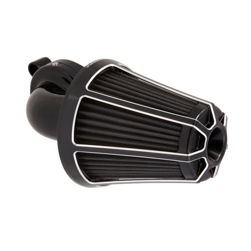 ARLEN NESS, 90Ø MONSTER SUCKER AIR CLEANER. BEVELED BLACK ANODIZED BIL 958743