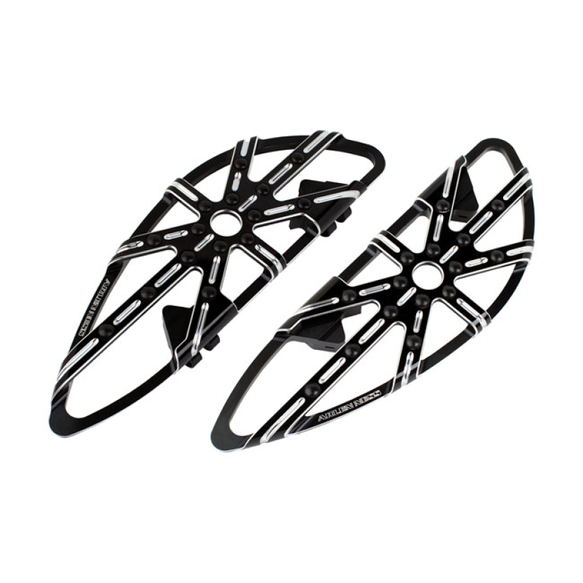 ARLEN NESS, 10-GAUGE RIDER FLOORBOARDS. BLACK CC BLACK ANODIZED CONTRA 958828