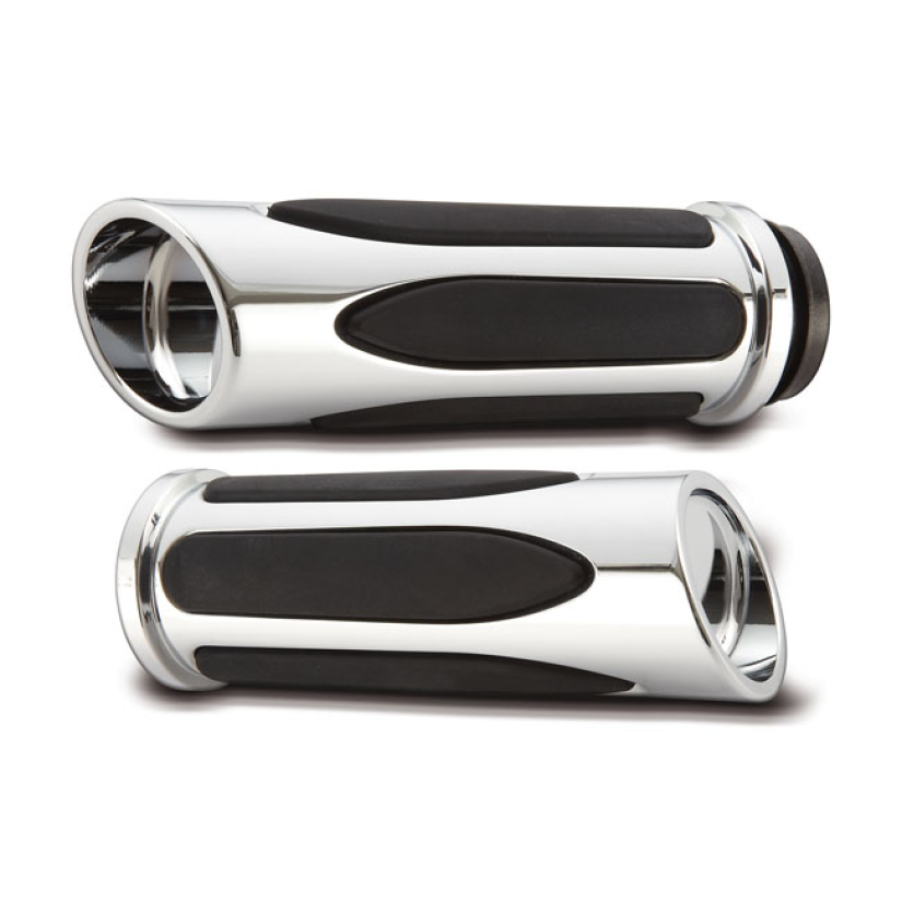 ARLEN NESS, BILLET DEEP CUT COMFORT GRIPS. CHROME MACHINED FROM BILLET 960185