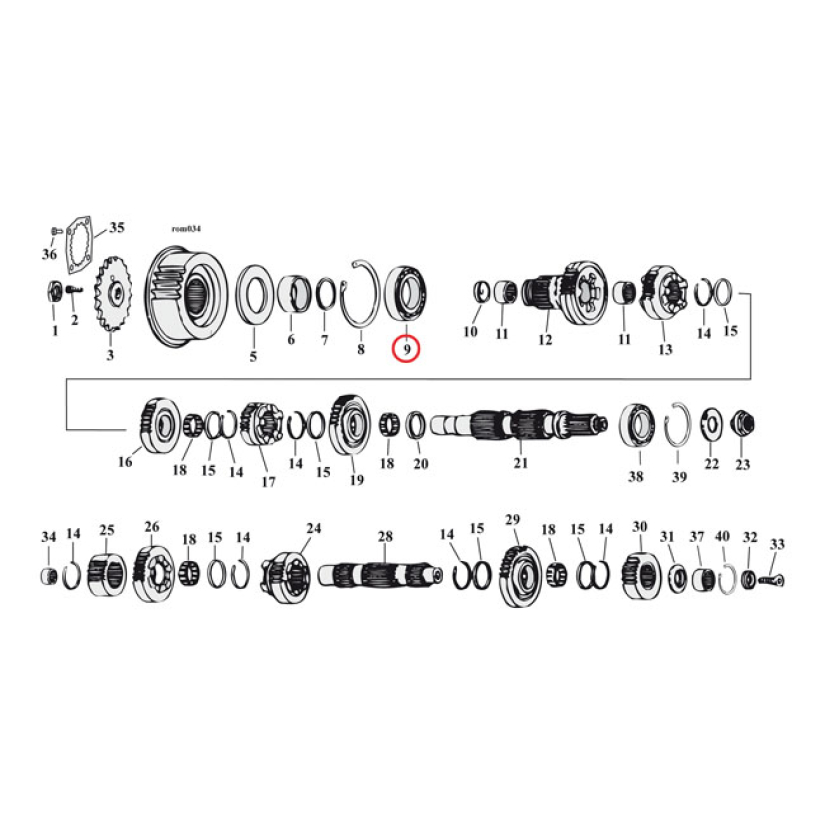 JIMS BEARING, TRANSM MAINSHAFT, LEFT 961356