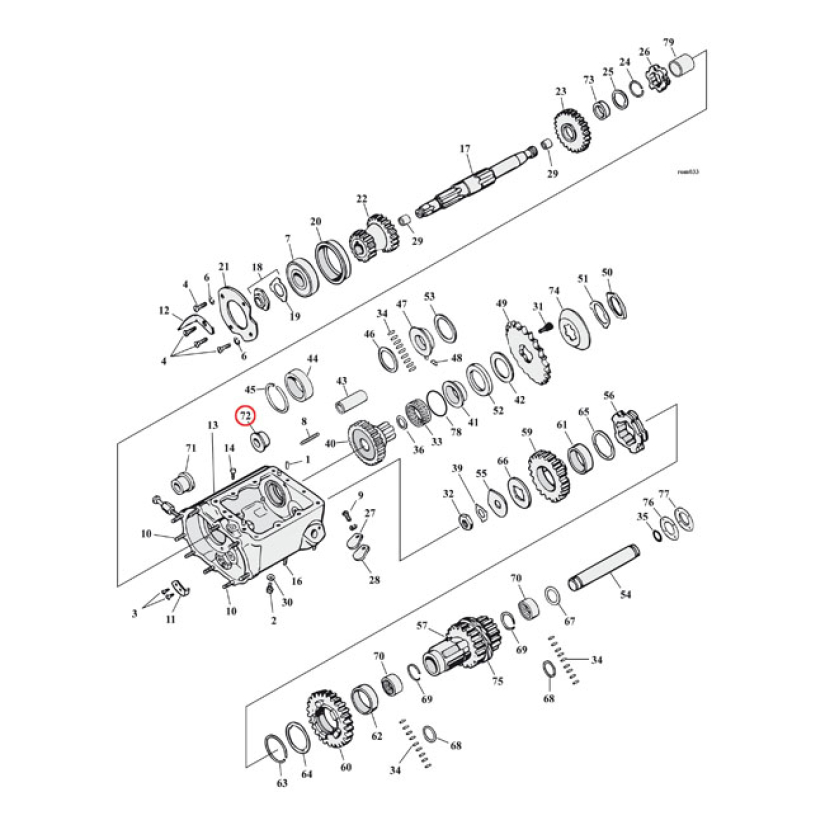 BUSHING, COUNTERSHAFT. STARTER/CLUTCH SIDE. +.005" +.005" OVERSIZE. CA 970178
