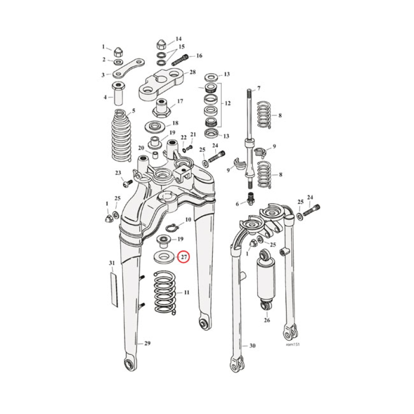 SPRING CUP, COMPRESSION SPRING SPRINGER FORKS 88-06 FXSTS; 97-09 FLSTS 970348