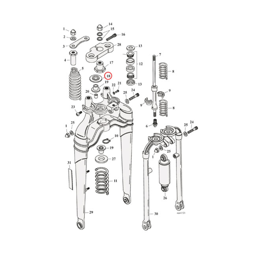 SPRING CUP REBOUND SPRING, SOFTAIL SPRIN 88-06 FXSTS; 97-09 FLSTS (NU 970349
