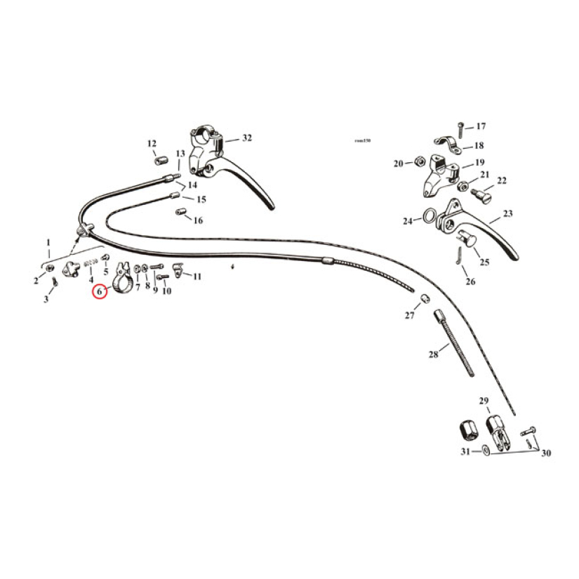 CLIP, HANDLEBAR, BRAKE CABLE, ALL, CHROM 970464