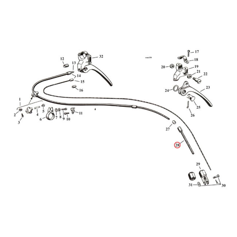 ADJUSTER SCREW, FRONT BRAKE CABLE PARKERIZED 29-52 45" SV 970471