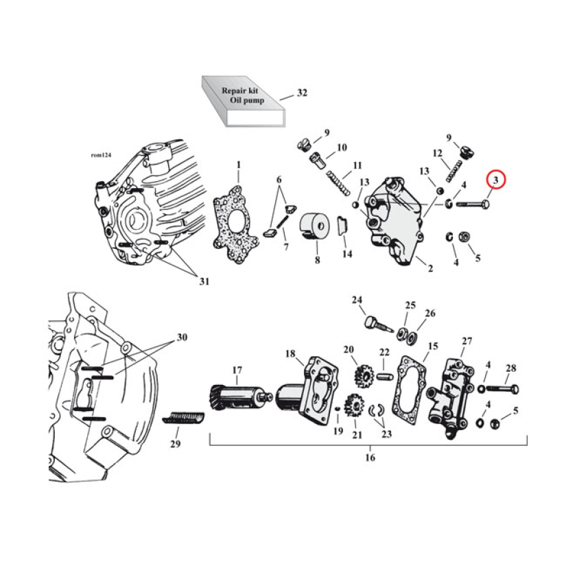 HEX BOLT, OIL PUMP CHROME 37-73 45" SV (NU) 971224