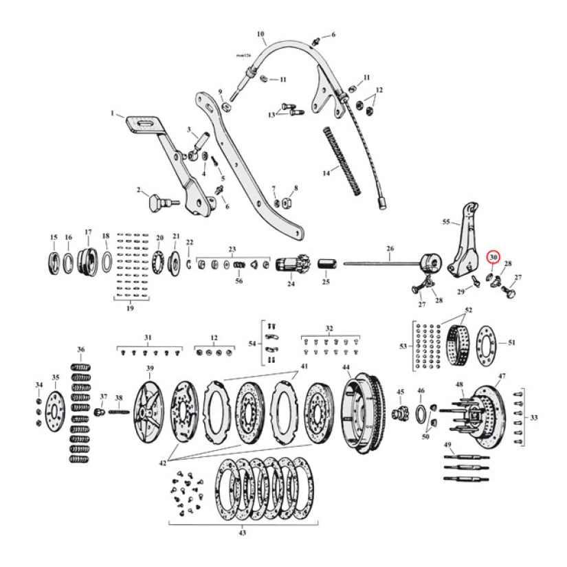 SPRING WASHER, CLUTCH RELEASE LEVER 1 USED 41-73 45" SV (NU) 971280