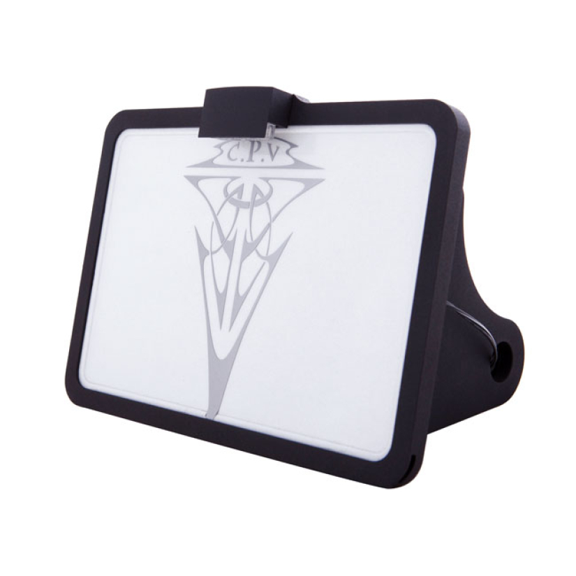 CPV, ''SLIDE-IN'' LICENSE PLATE BRACKET. SIDE MOUNT, BLACK BLACK POWDE 972570