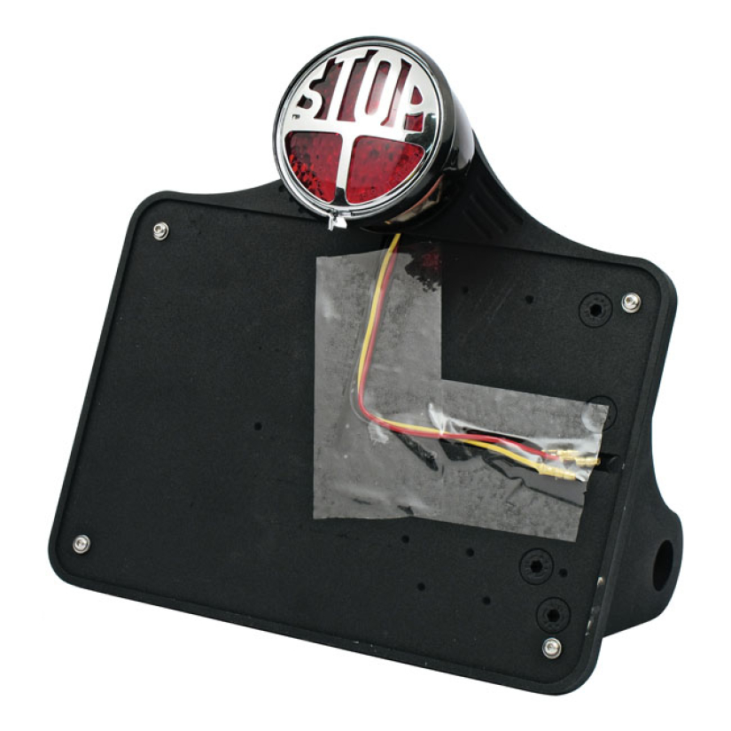 CPV LICENSE PLATE BRACKET BLACK; WITH STOP TAILLIGHT; 143MM X 210MM EU 973059