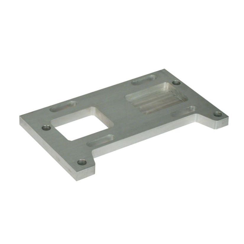 PAUGHCO, 4-SP TRANSMISSION MOUNT PLATE. 1" OFFSET. ALUMINUM BILLET ALU 973572