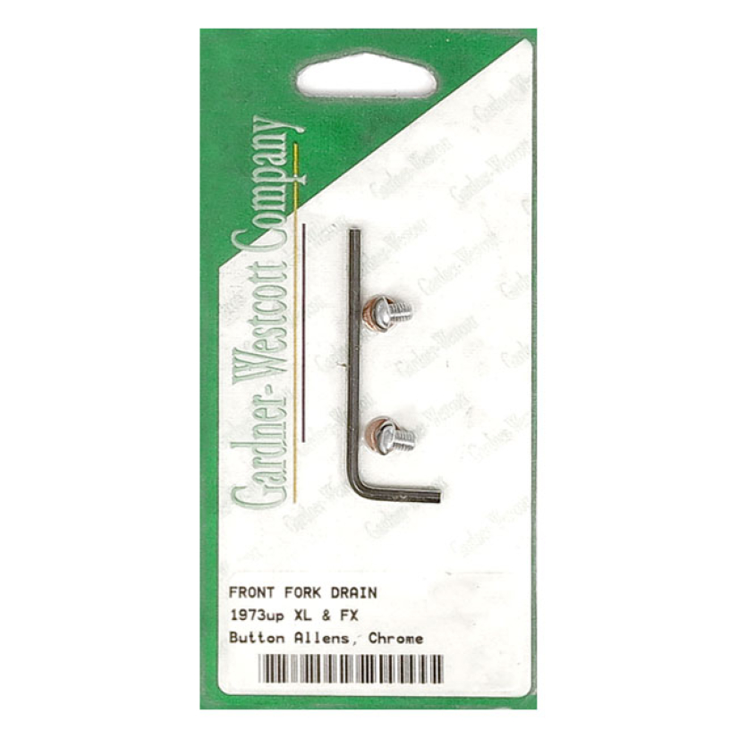 GARDNER-WESTCOTT, FORK SLIDER DRAIN SCREWS. CHROME BUTTON HEAD BOLTS. 977359