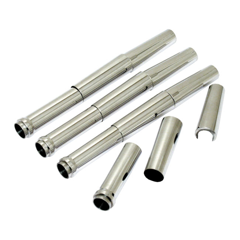 JIMS, BILLET ''A CUT ABOVE'' ALUMINUM PUSHROD COVER KIT. POL. POLISHED 978040