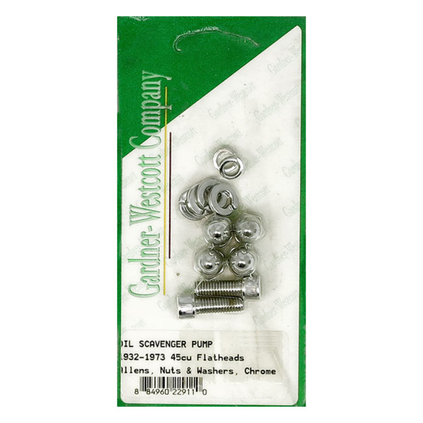 OIL SCAVENGER PUMP SCREW KIT CHROME; ALLEN HEADS 45CU FLATHEAD 978189