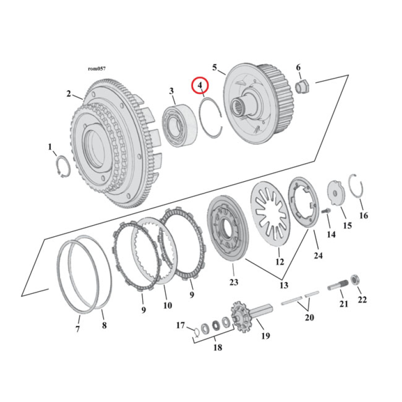 RETAINING RING, CLUTCH BEARING INTERNAL 00-17 SOFTAIL; 04-17 DYNA; 00- 979012