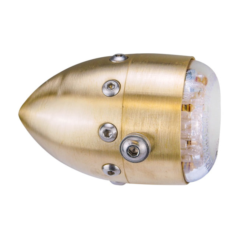 HKC, RETRO LED TAILLIGHT. MATTE BRASS - ECE APPROVED  - DIAMETER 38MM 982024