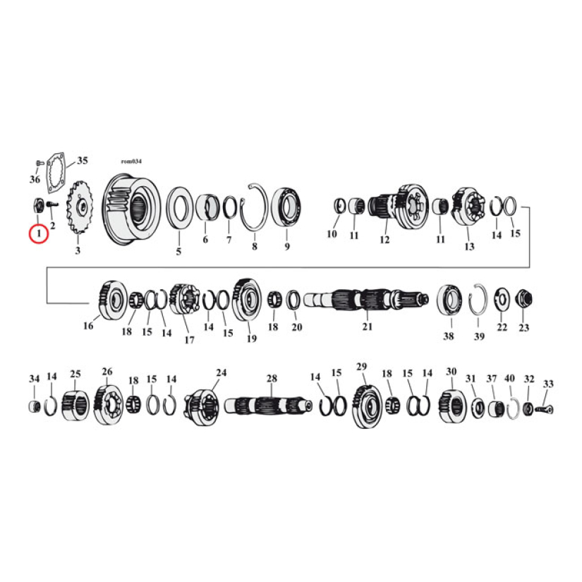 KETJURATTAAN MUTTERI + LUKITUS - COLONY SPROCKET NUT, TRANSM. 989005