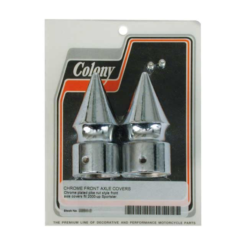 COLONY PIKE AXLE COVERS CHROME; FRONT 04-06 XL SPORTSTER 989048