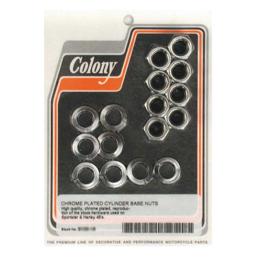 COLONY CYL BASE NUT KIT HEX CHROME 57-85 XL SPORTSTER; 29-73 45" SV (N 989122