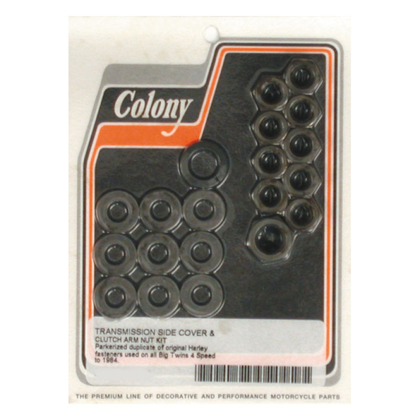 COLONY, TRANSMISSION SIDE COVER NUT KIT. PARKERIZED HEX BLACK PARKERIZ 989243