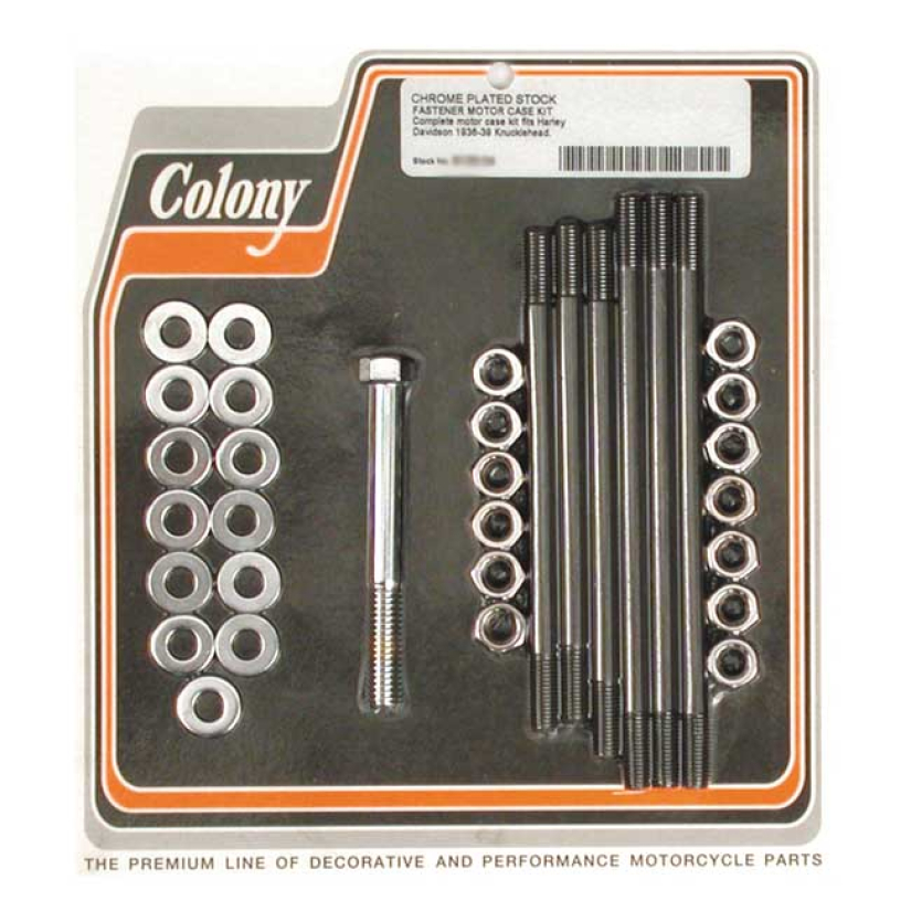 COLONY CRANKCASE BOLT KIT HEX CHROME 36-39 KNUCKLEHEAD (NU) 989246