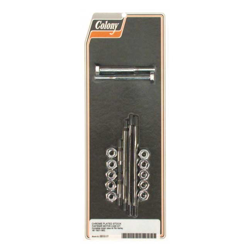 COLONY CRANKCASE BOLT KIT CHROME; STOCK STYLE 37-73 45" SV (NU) 989280