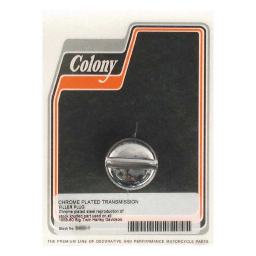 COLONY, TRANSMISSION FILL PLUG. OEM ROUND SLOTTED CHROME. NO DIPSTICK 989304