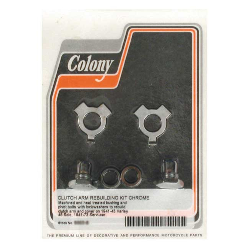 COLONY, CLUTCH ARM REBUILD KIT. CHROME INCLUDES BEARINGS; PIVOT BOLTS 989310