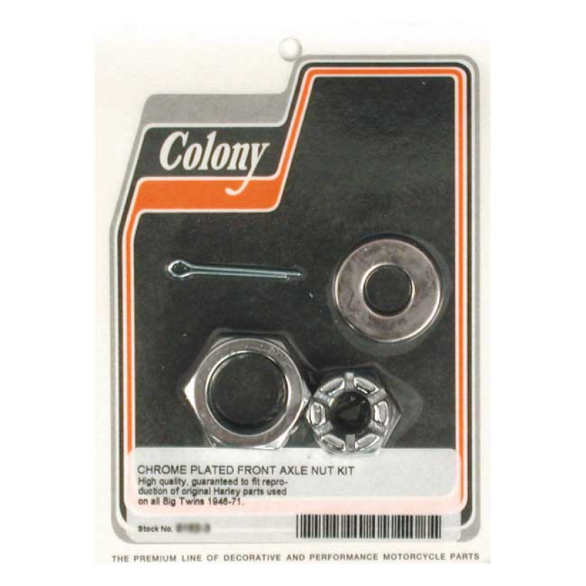 COLONY AXLE NUT KIT. FRONT CHROME 46-71 BIG TWIN (NU) 989356