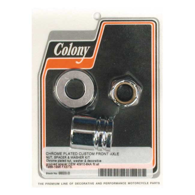 COLONY AXLE SPACER KIT FRONT, GROOVED CHROME 88-96 FXSTS (NU) 989395