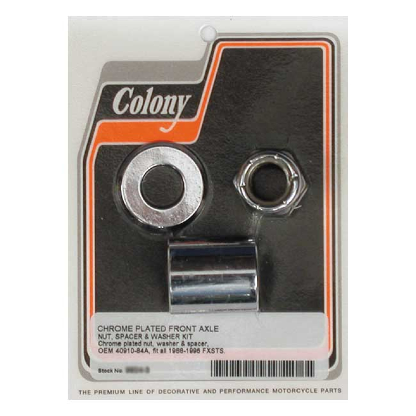 COLONY AXLE SPACER KIT FRONT, SMOOTH CHROME 88-96 FXSTS (NU) 989396