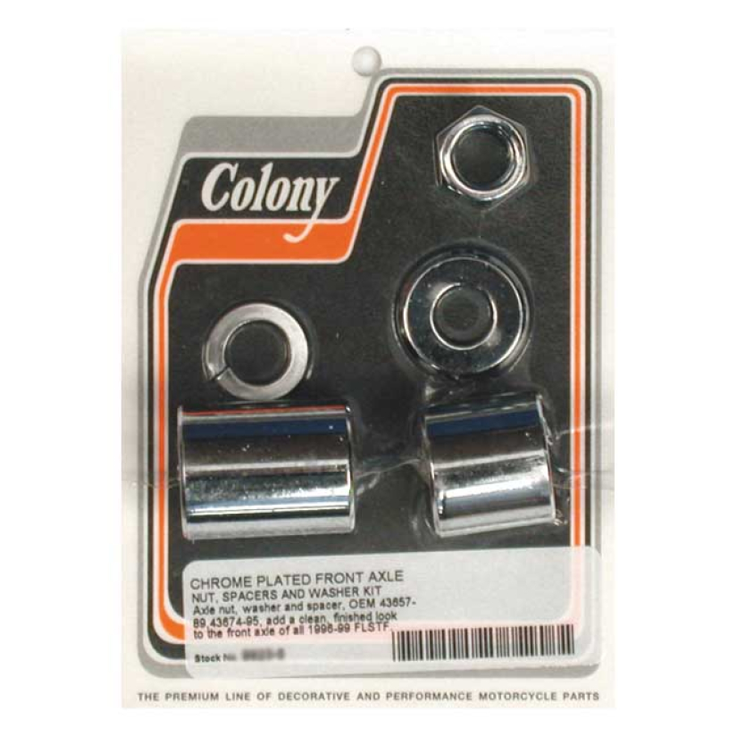 COLONY AXLE SPACER KIT FRONT, SMOOTH CHROME 96-99 FLSTF (NU) 989404