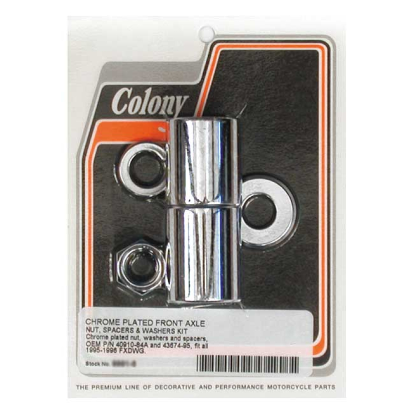 COLONY AXLE SPACER KIT FRONT, SMOOTH CHROME 95-96 FXDWG (NU) 989421