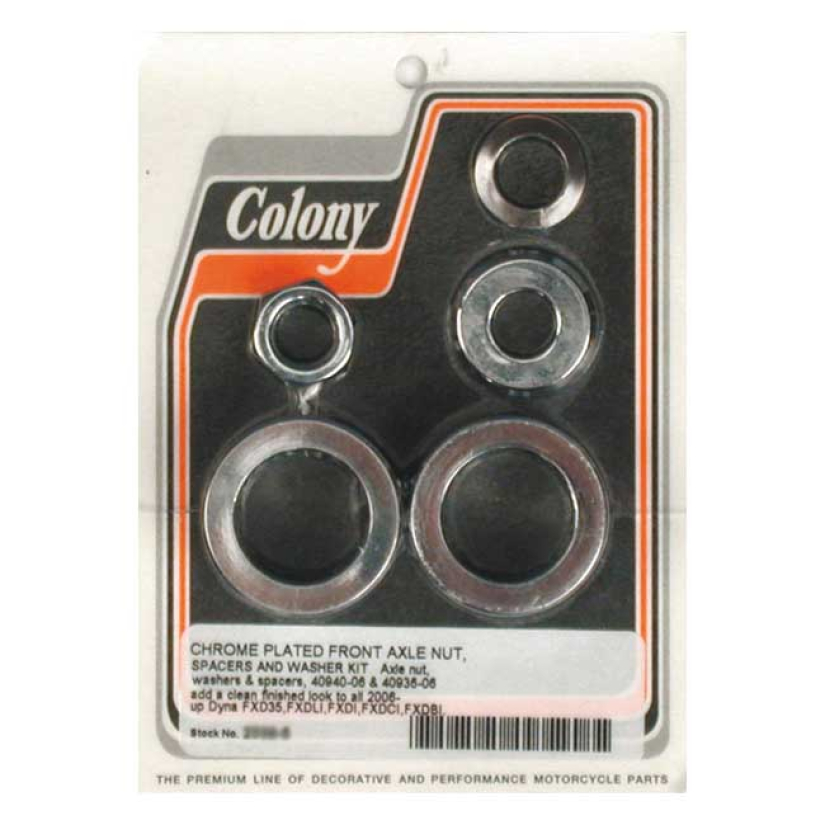 COLONY AXLE SPACER KIT FRONT, SMOOTH CHROME 2006 DYNA (EXCL. FXDWG/I) 989427