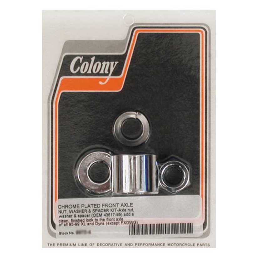 COLONY AXLE SPACER KIT FRONT, SMOOTH CHROME 95-99 DYNA (EXCL. FXDWG); 989429