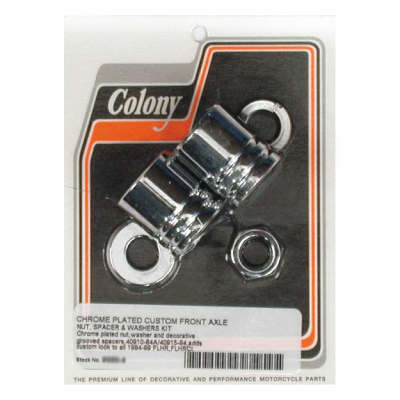 COLONY AXLE SPACER KIT FRONT, GROOVED CHROME 94-99 FLHR/CI (NU) 989435
