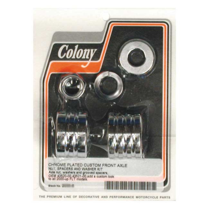 COLONY AXLE SPACER KIT FRONT, GROOVED CHROME 00-06 FLT/TOURING 989437
