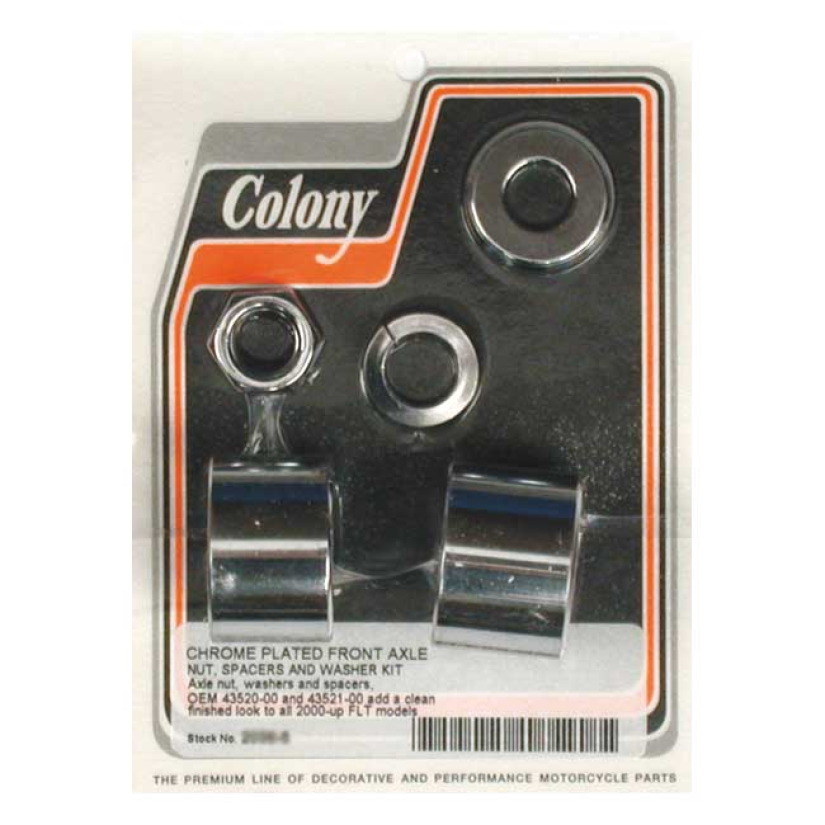 COLONY AXLE SPACER KIT FRONT, SMOOTH CHROME 00-06 FLT/TOURING 989438